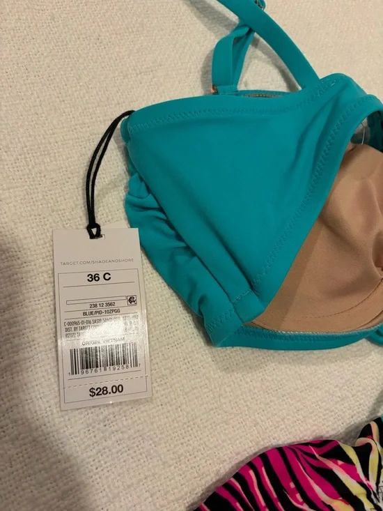 Shade & Shore Strappy Bandeau Top w/ adj straps & Ruffle Print Bottom - NWT - Picture 8 of 8